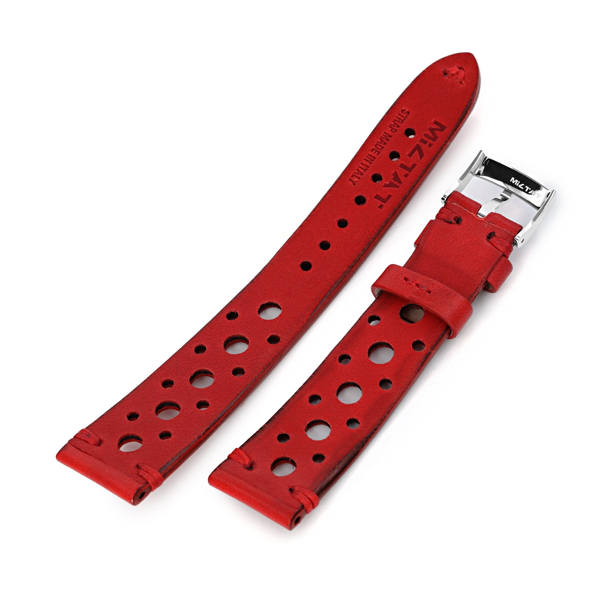 20mm Red Italian Handmade Racer Watch Band, P Buckle Strapcode Watch Bands