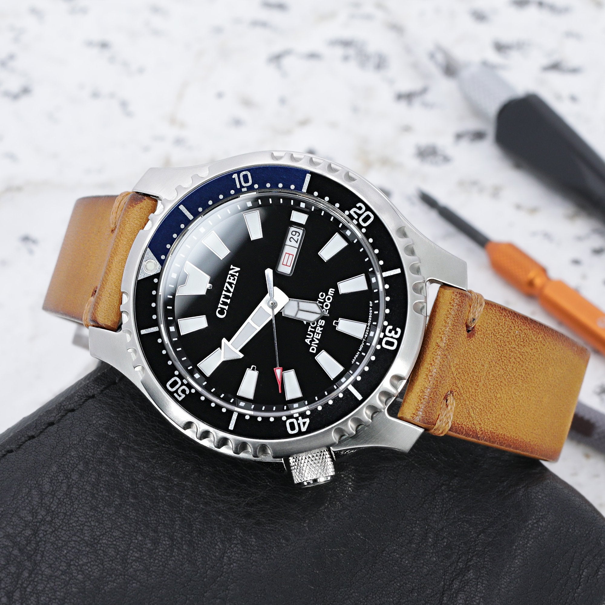 Citizen Promaster Fugu Asia Limited Diver's NY0111-11E; Seiko Prospex Baby Alpinist Blue SPB157 38mm Strapcode Watch Bands