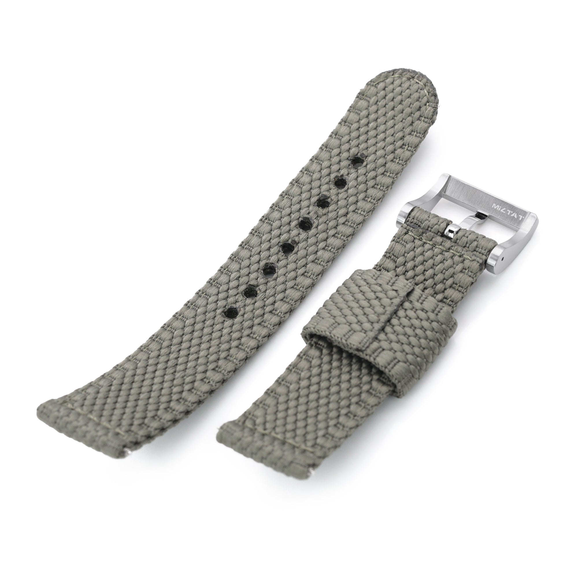 2-pcs Perlon Unique Pattern Military Green Watch Band, Polished Buckle Strapcode Watch Bands