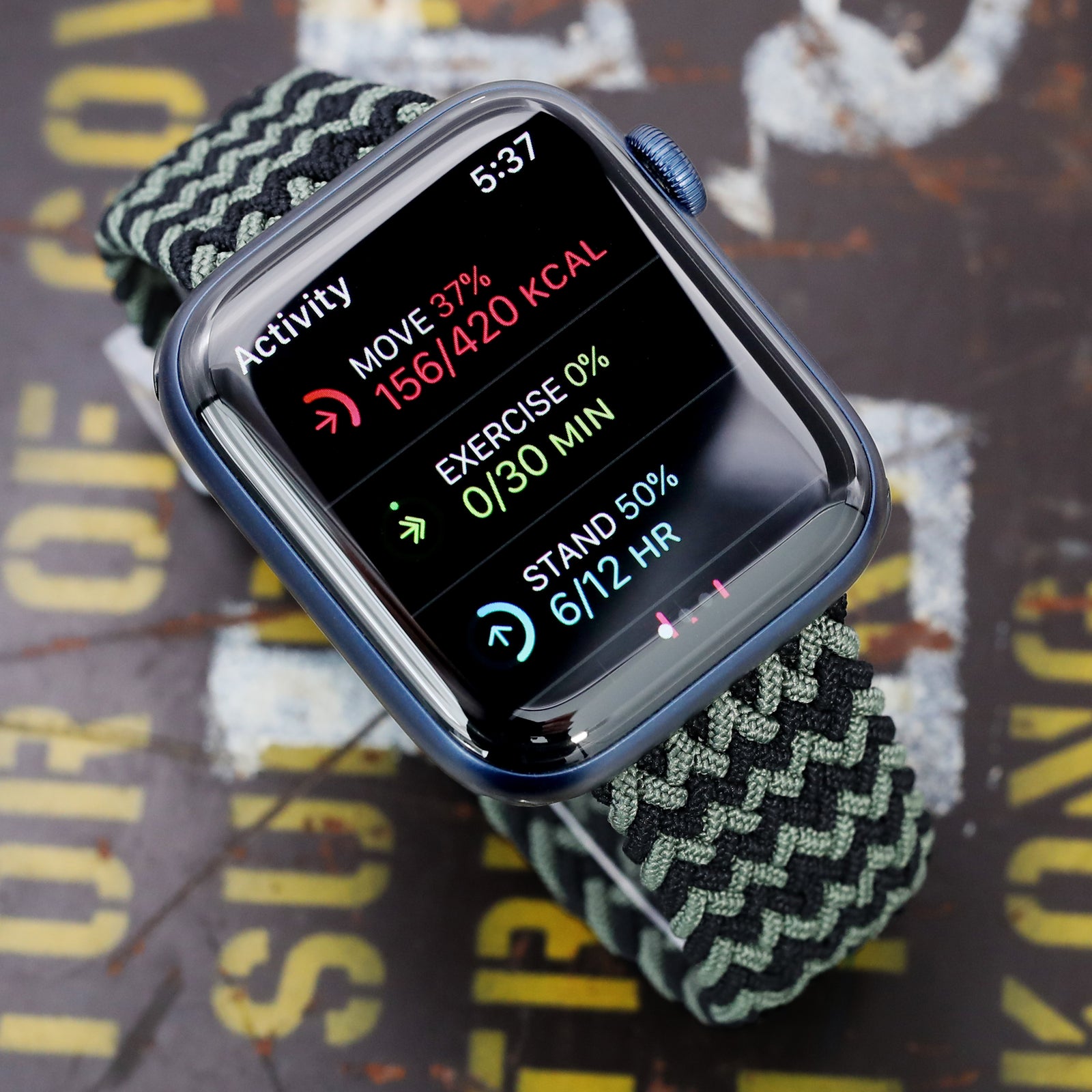 Stretchable Black-Green Solo Loop Braided Apple Watch Band for 44mm / 42mm models Strapcode Watch Bands