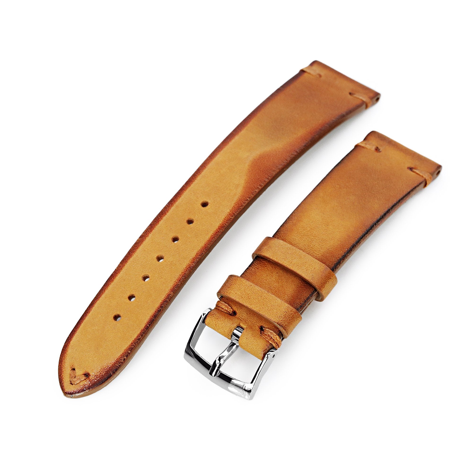 Artisan Tan Italian Handmade Leather Watch Band, P Buckle, 20mm or 22mm Strapcode Watch Bands