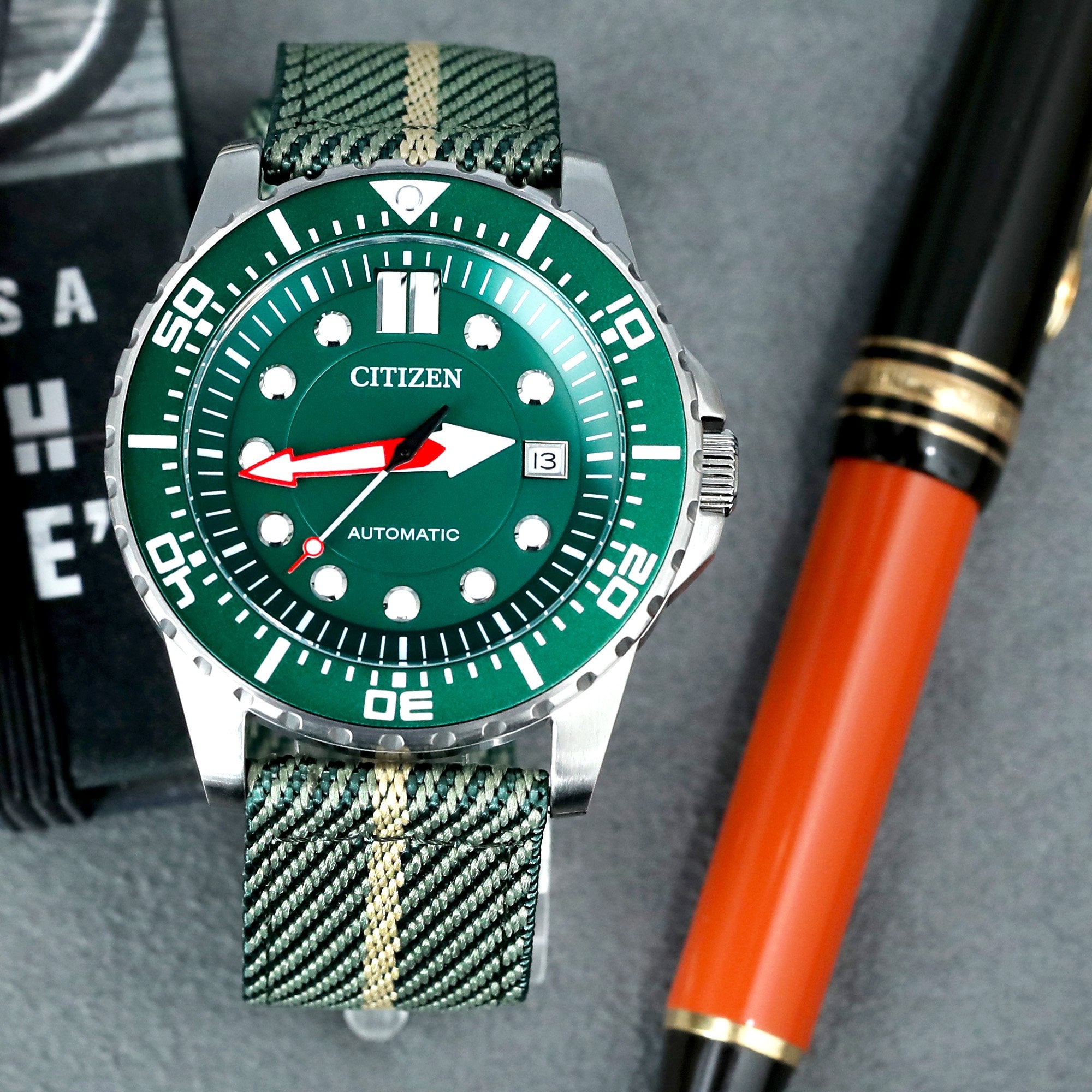 Citizen Mechanical watch Green Dial NJ0129-87X Strapcode Watch Bands