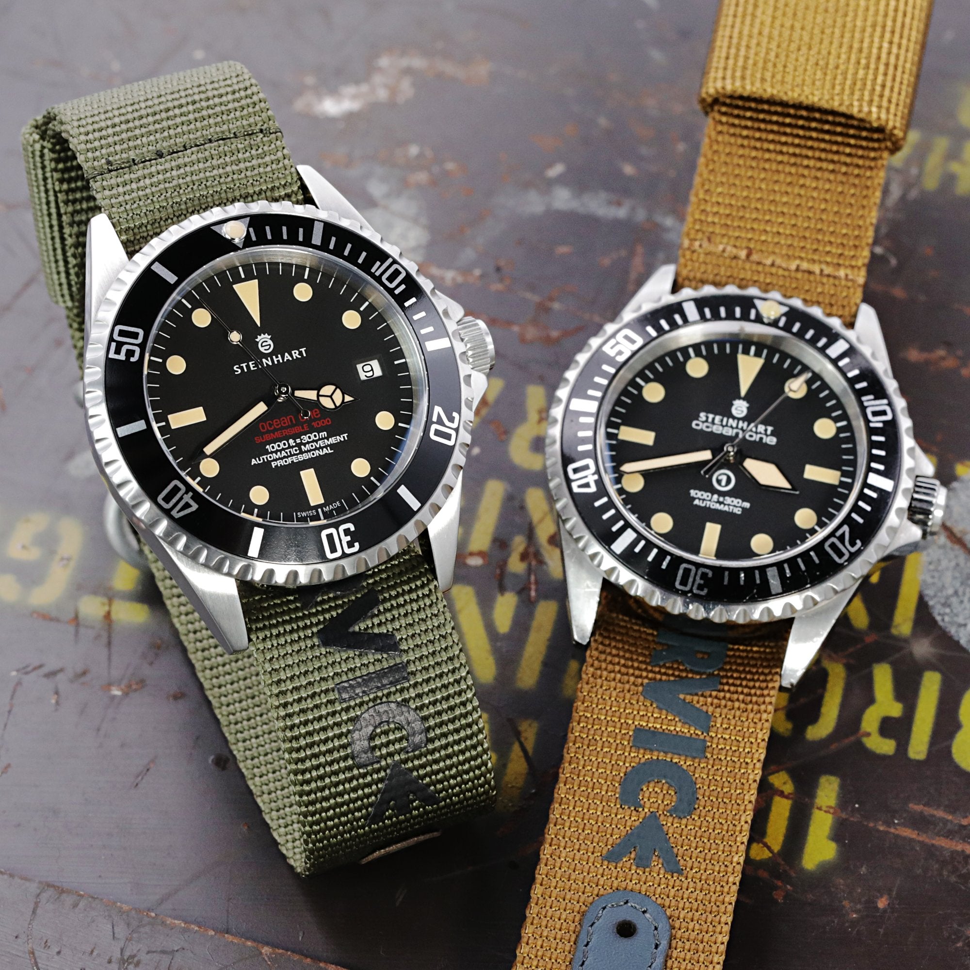 Steinhart Ocean One Vintage Red Submersible 1000ft Strapcode Watch Bands