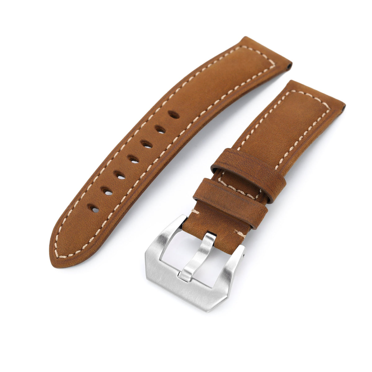 Brown Tapered Nubuck Leather Watch Band, 22mm or 24mm Strapcode Watch Bands