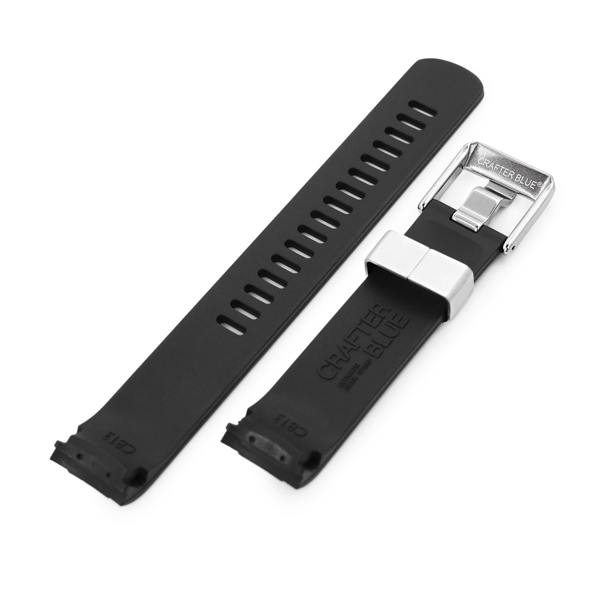 20mm Crafter Blue - Black Rubber Curved Lug Watch Strap for Seiko Baby MM200 & Mini Turtles Strapcode Watch Bands