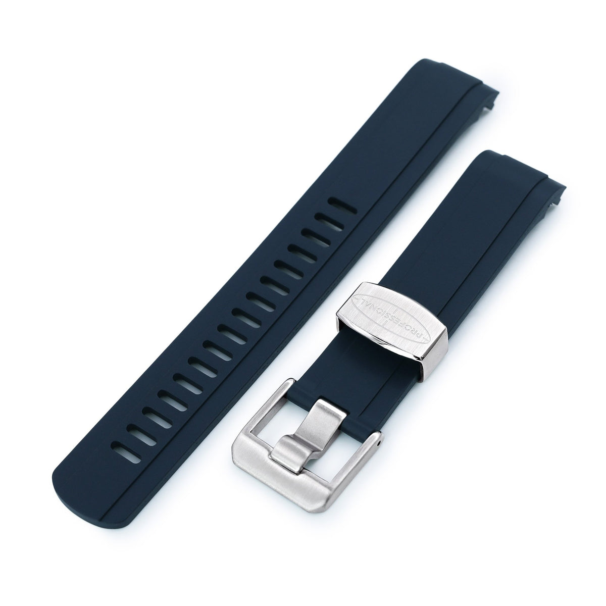 20mm Crafter Blue - Dark Blue Rubber Curved Lug Watch Strap for Seiko Baby MM200 &amp; Mini Turtles Strapcode Watch Bands