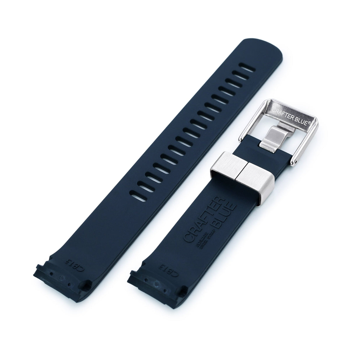 20mm Crafter Blue - Dark Blue Rubber Curved Lug Watch Strap for Seiko Baby MM200 &amp; Mini Turtles Strapcode Watch Bands