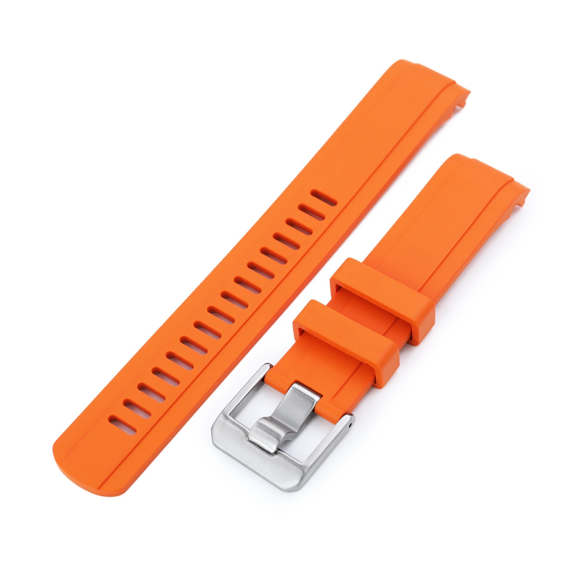 20mm Crafter Blue - Orange Rubber Curved Lug Watch Strap for Seiko Baby MM200 & Mini Turtles SRPC35 Strapcode Watch Bands