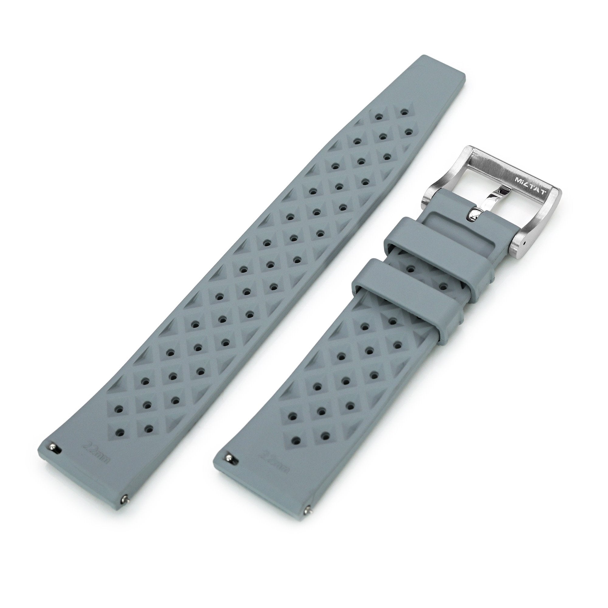 Quick Release Grey Tropical-Style Pro FKM rubber watch strap, 20mm or 22mm Strapcode Watch Bands