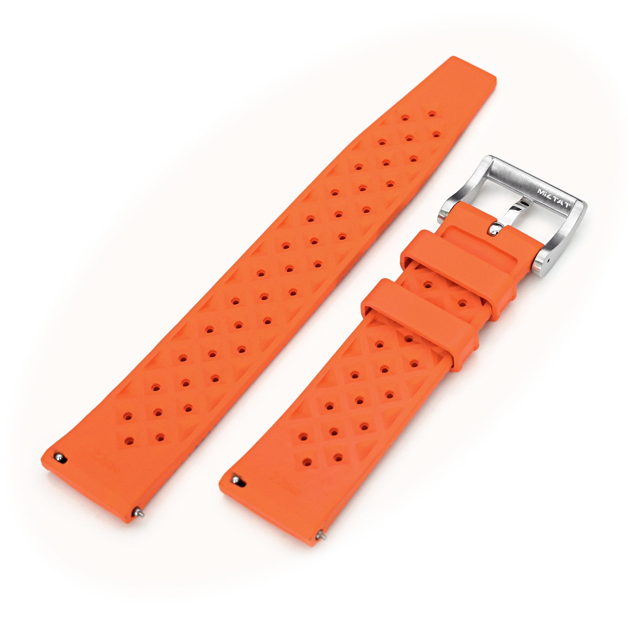 Quick Release Orange Tropical-Style Pro FKM rubber watch strap, 20mm or 22mm Strapcode Watch Bands
