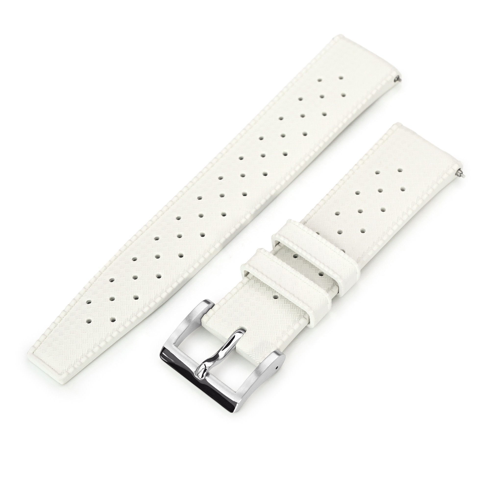 Quick Release White Tropical-Style Pro FKM rubber watch strap, 20mm or 22mm Strapcode Watch Bands