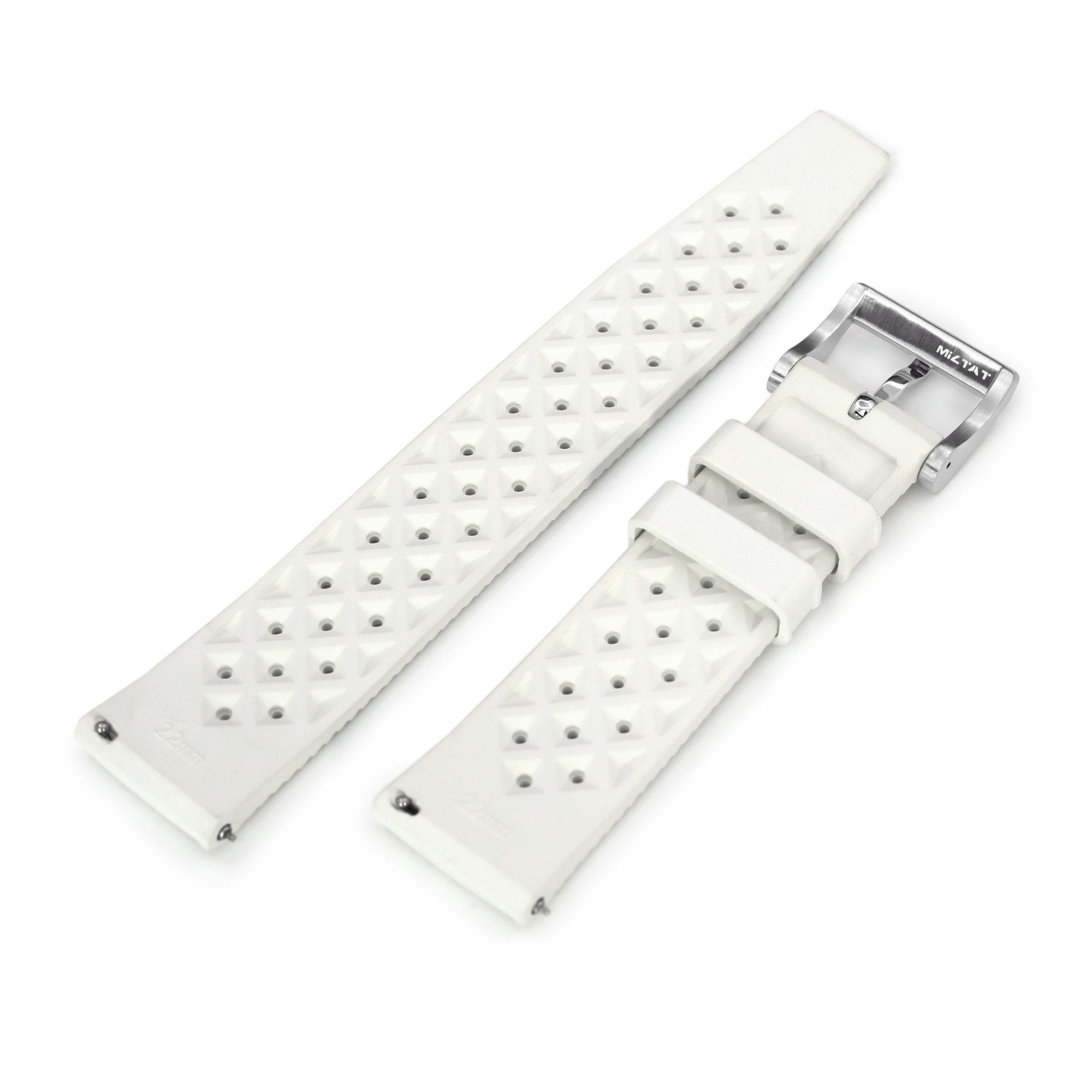 Quick Release White Tropical-Style Pro FKM rubber watch strap, 20mm or 22mm Strapcode Watch Bands