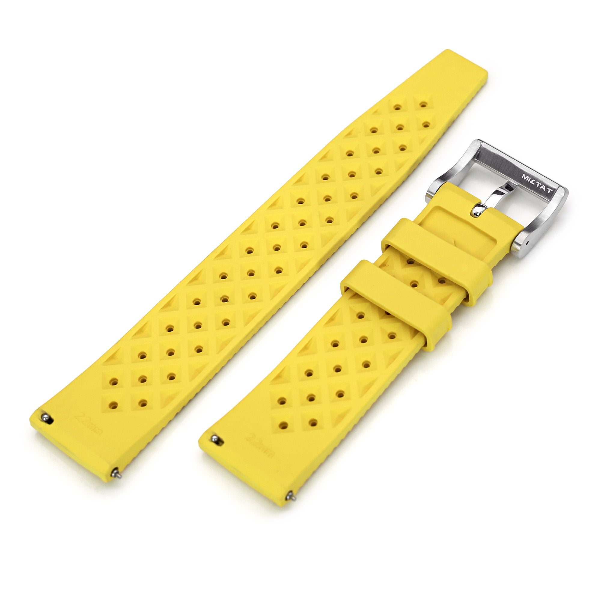 Quick Release Yellow Tropical-Style Pro FKM rubber watch strap, 20mm or 22mm Strapcode Watch Bands