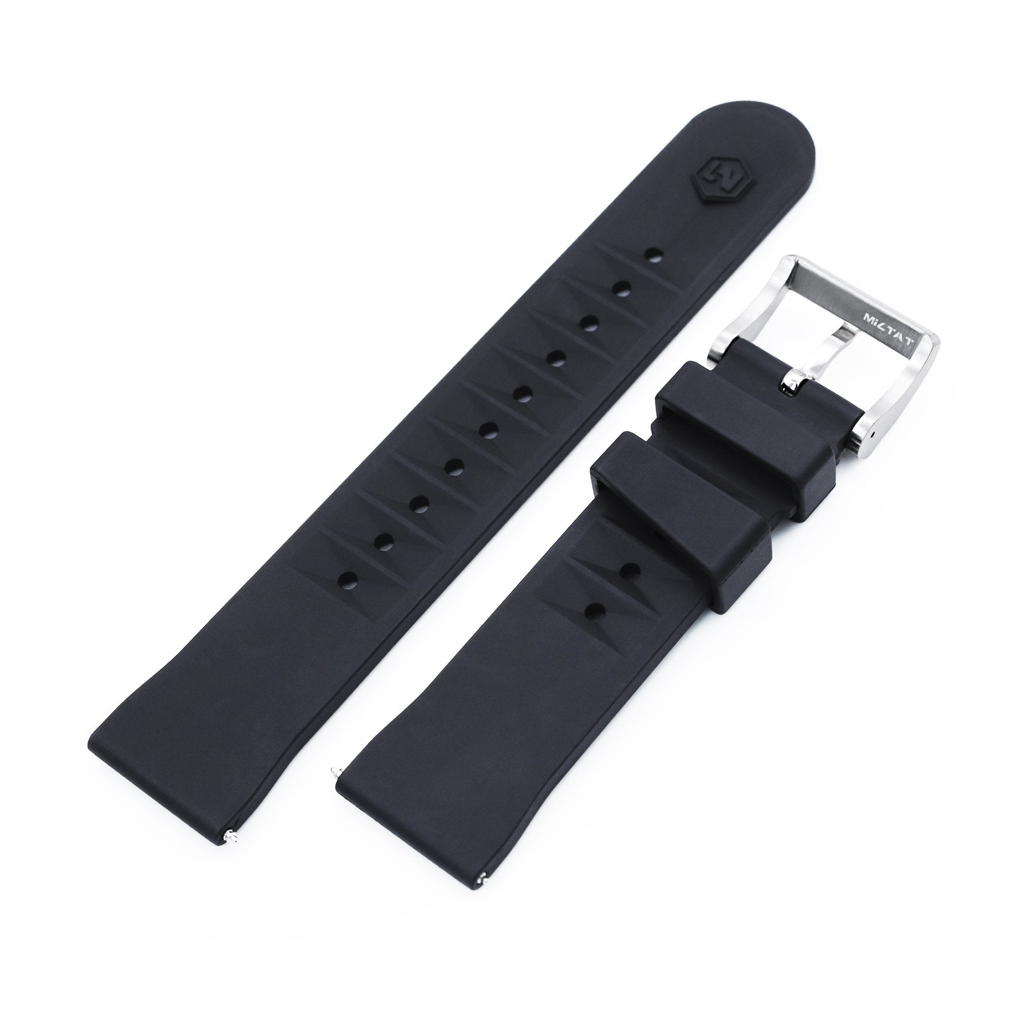Chaffle Black FKM Rubber watch strap, 19mm to 22mm Strapcode Watch Bands
