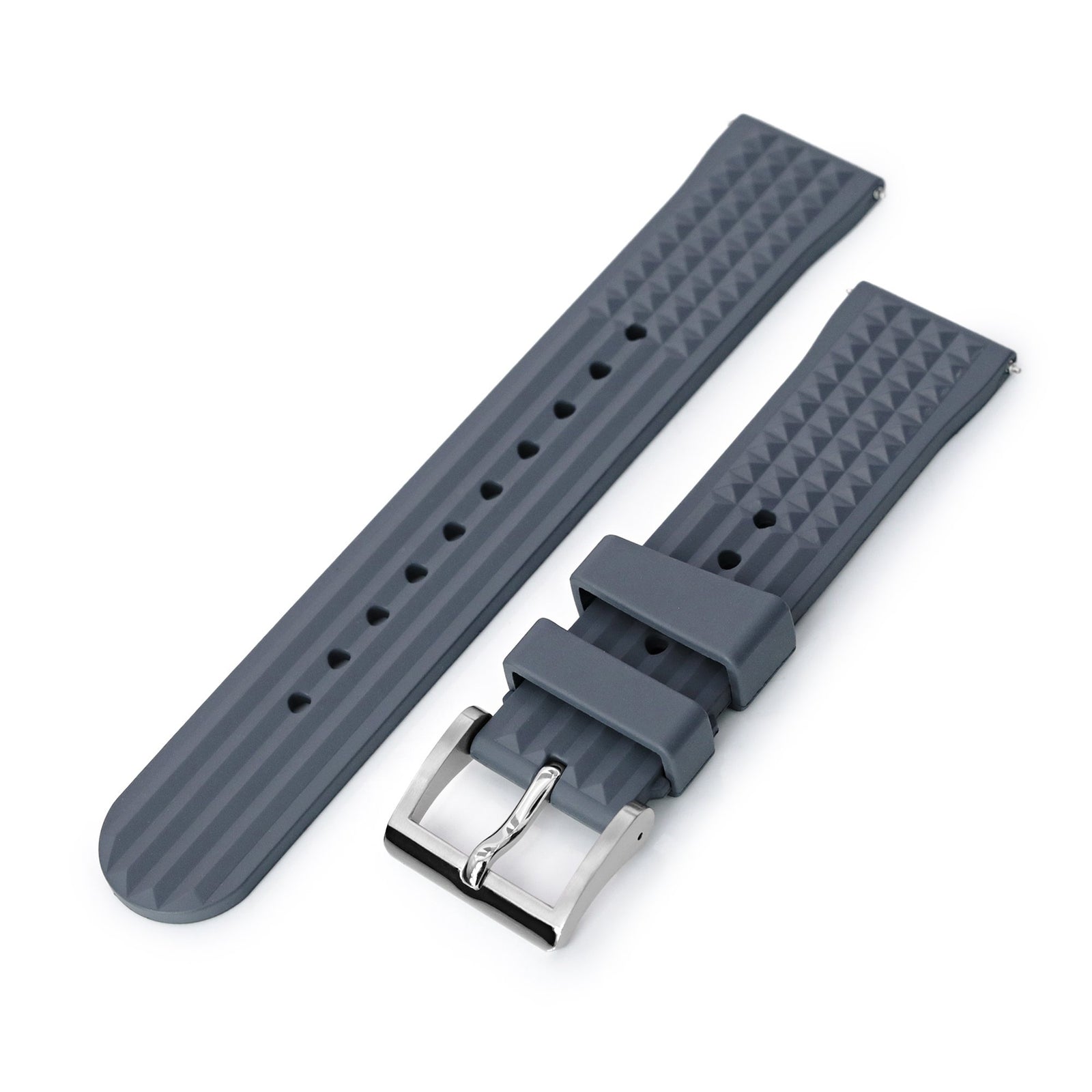 Chaffle Military Grey FKM Rubber watch strap, 20mm or 22mm Strapcode Watch Bands