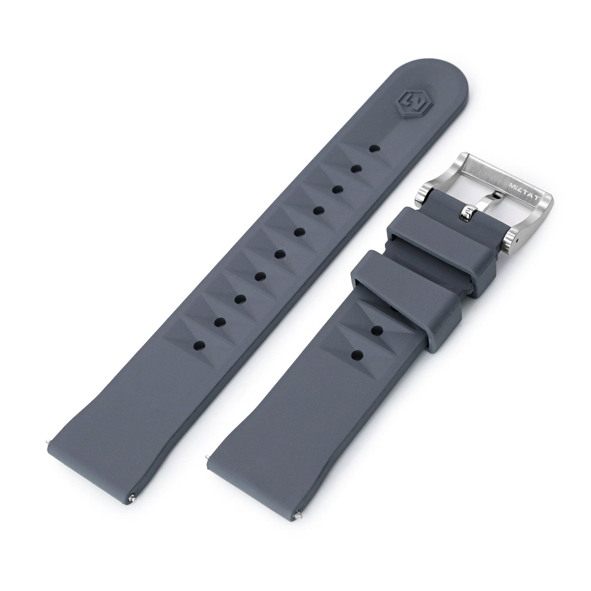 Chaffle Military Grey FKM Rubber watch strap, 20mm or 22mm Strapcode Watch Bands