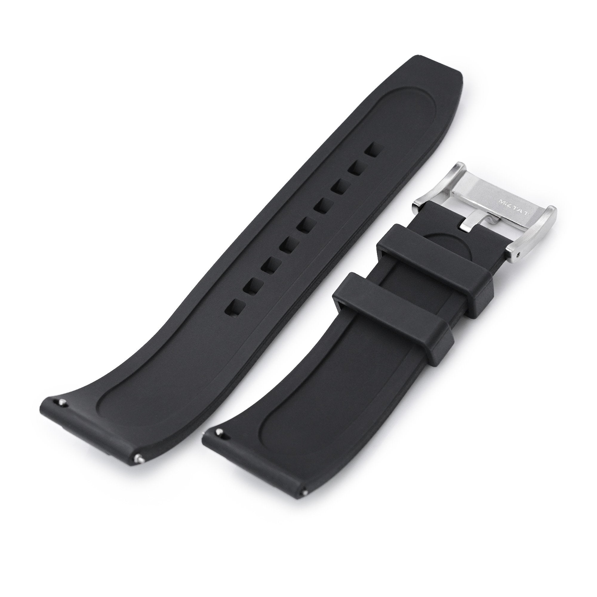 FKM08 Black FKM Quick Release rubber watch strap, 24mm Strapcode Watch Bands