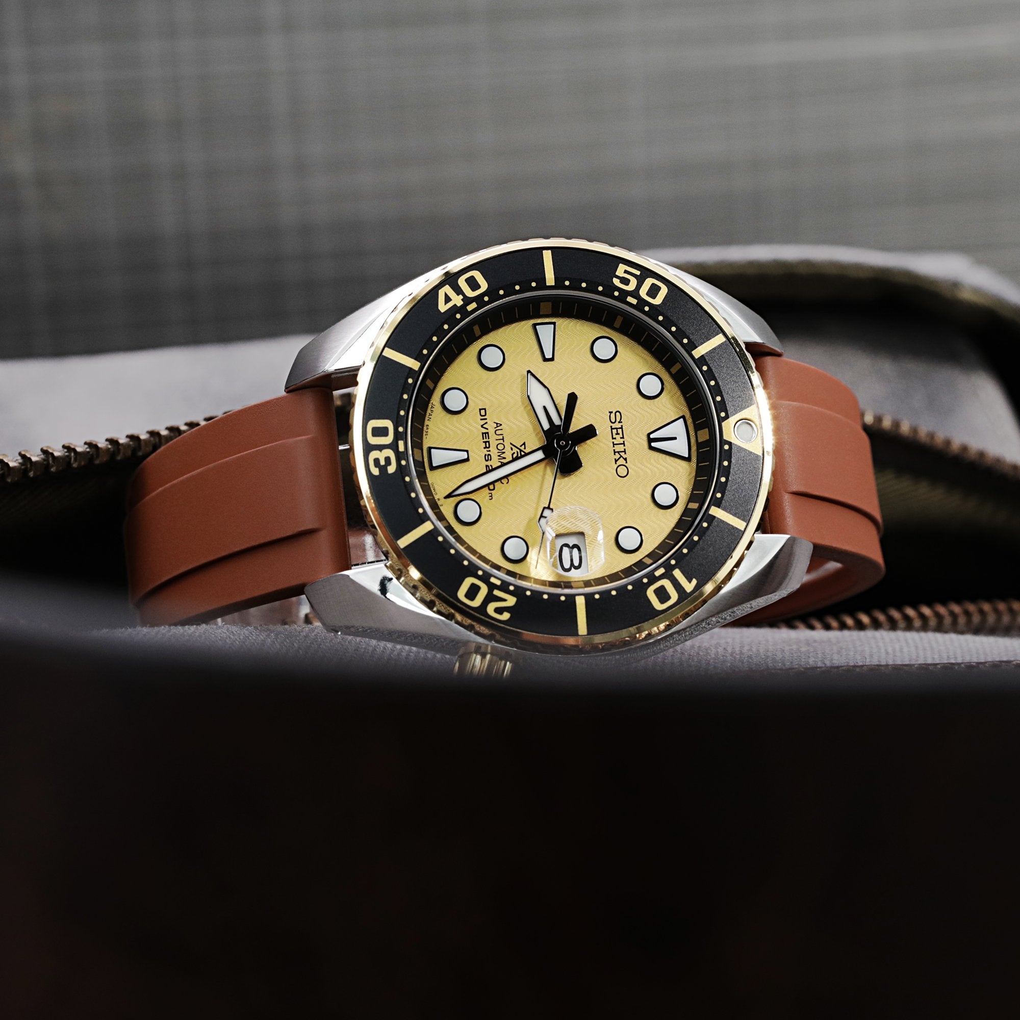 FKM08 Brown FKM Quick Release rubber watch strap, 20mm Strapcode Watch Bands