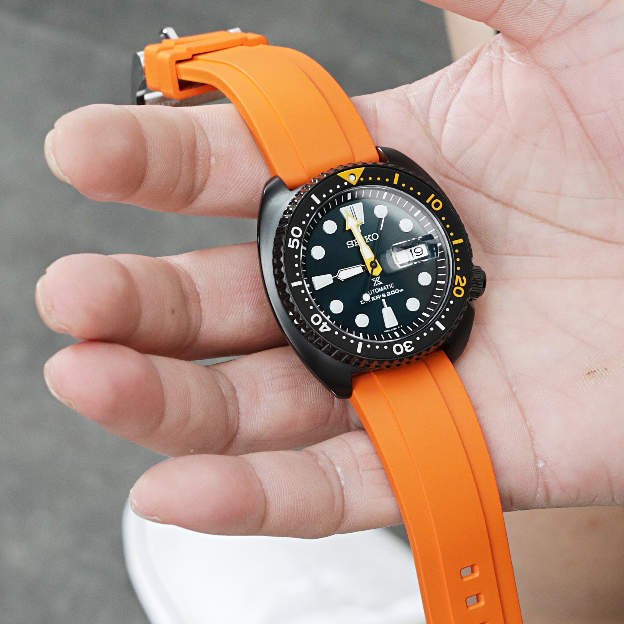 FKM08 Orange FKM Quick Release rubber watch strap, 20mm or 22mm Strapcode Watch Bands
