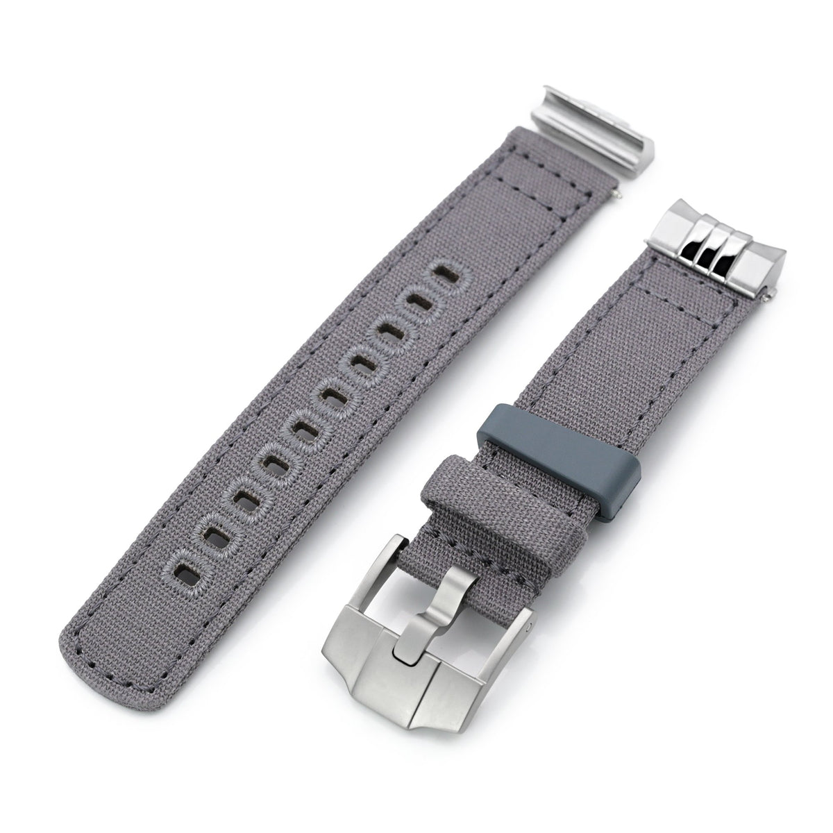 Ash Grey Quick Release Canvas + Add-on End Piece watch strap for Seiko Sumo SPB103 Strapcode Watch Bands