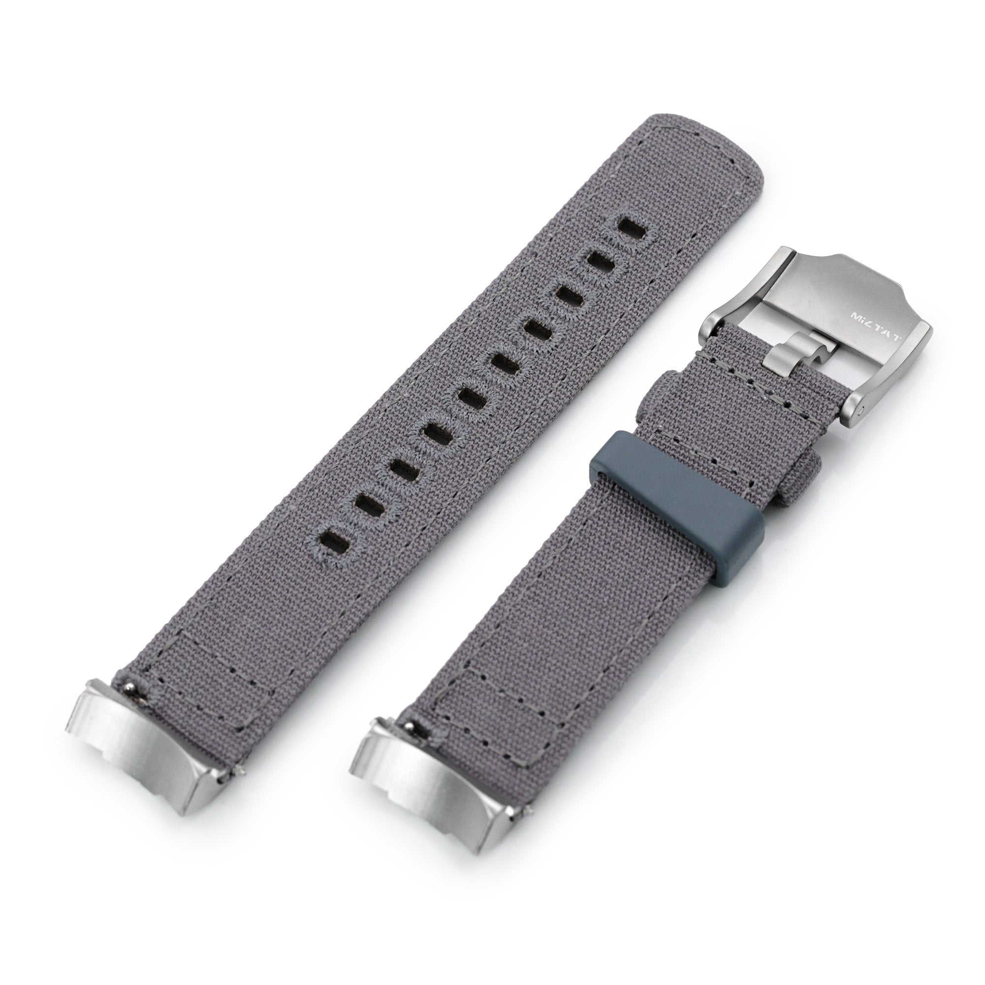 Ash Grey Quick Release Canvas + Add-on End Piece watch strap for Seiko Sumo SPB103 Strapcode Watch Bands