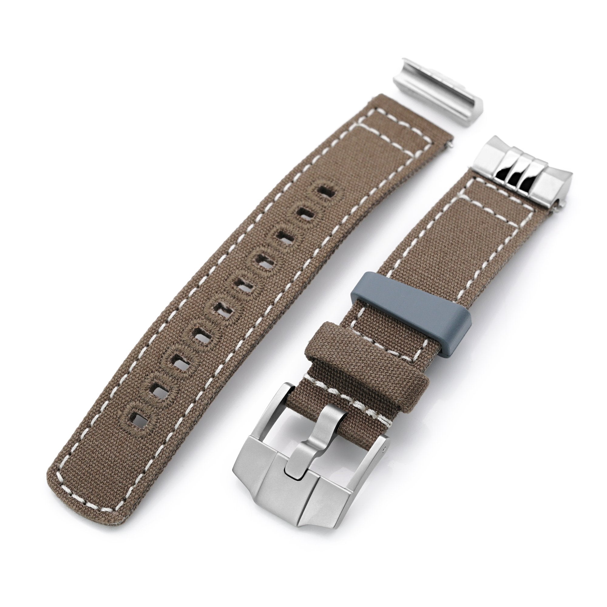 Tan Color Quick Release Canvas + Add-on End Piece watch strap for Seiko Sumo SPB103 Strapcode Watch Bands