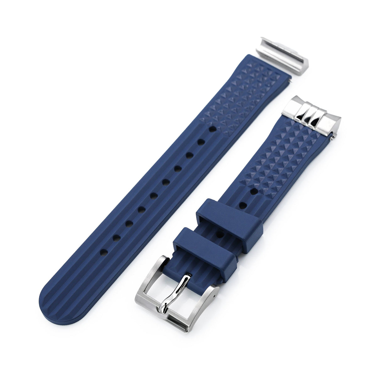 Chaffle Navy Blue FKM Rubber + Add-on End Piece watch strap for Seiko Sumo SPB103 Strapcode Watch Bands