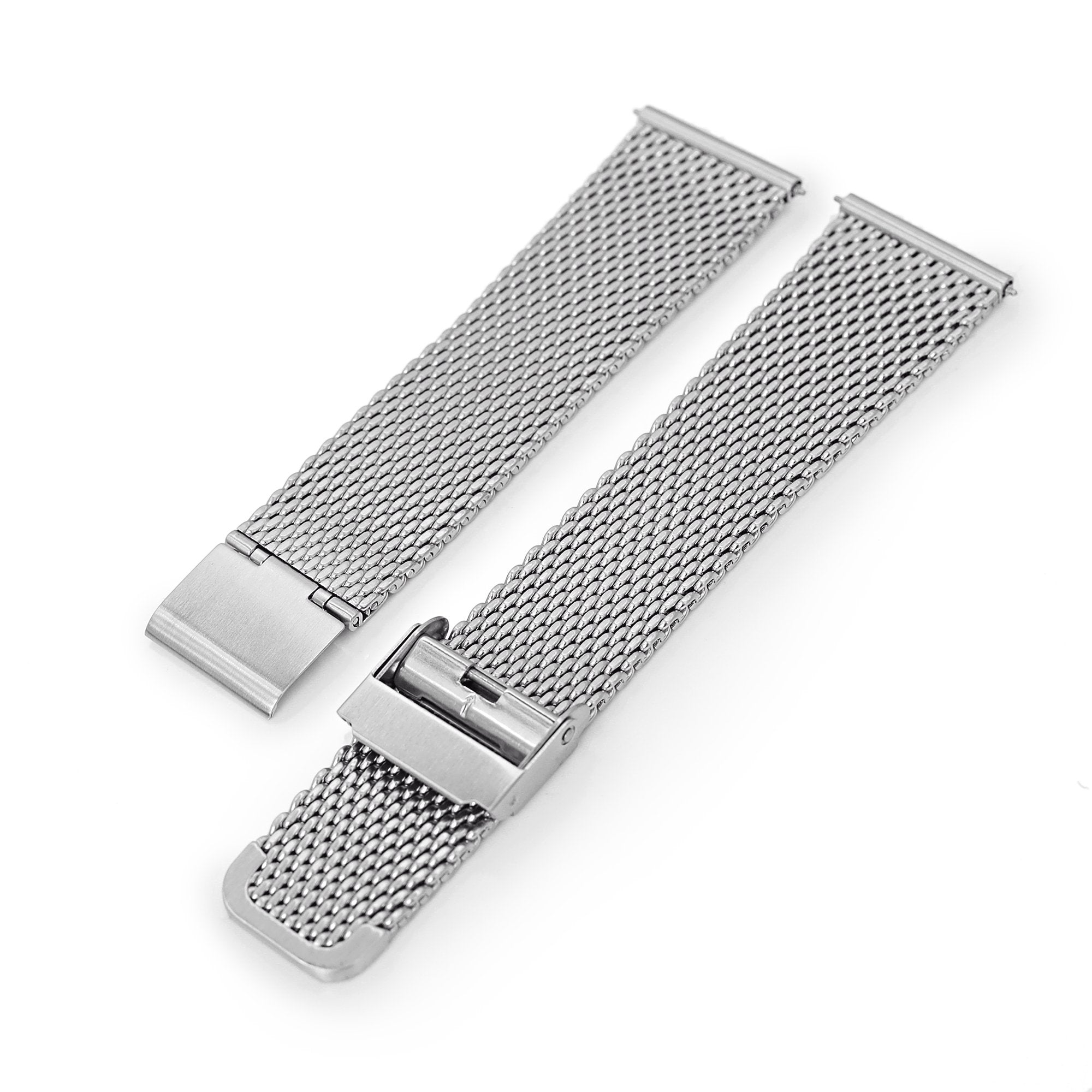 Quick Release Tapered Milanese Mesh Watch Band, 20mm or 22mm, Brushed Strapcode Watch Bands