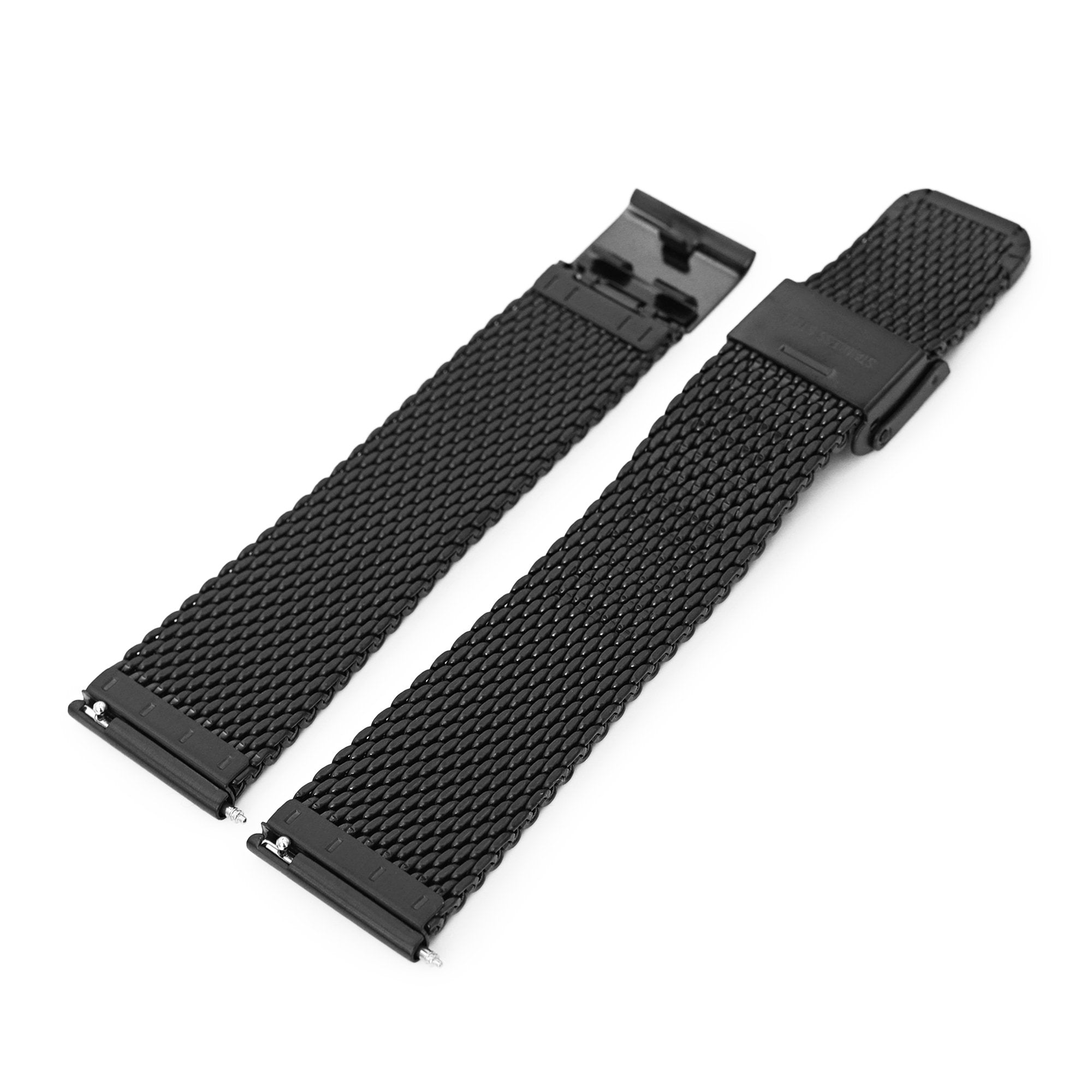 Quick Release Tapered Milanese Mesh Watch Band, PVD Black Strapcode Watch Bands