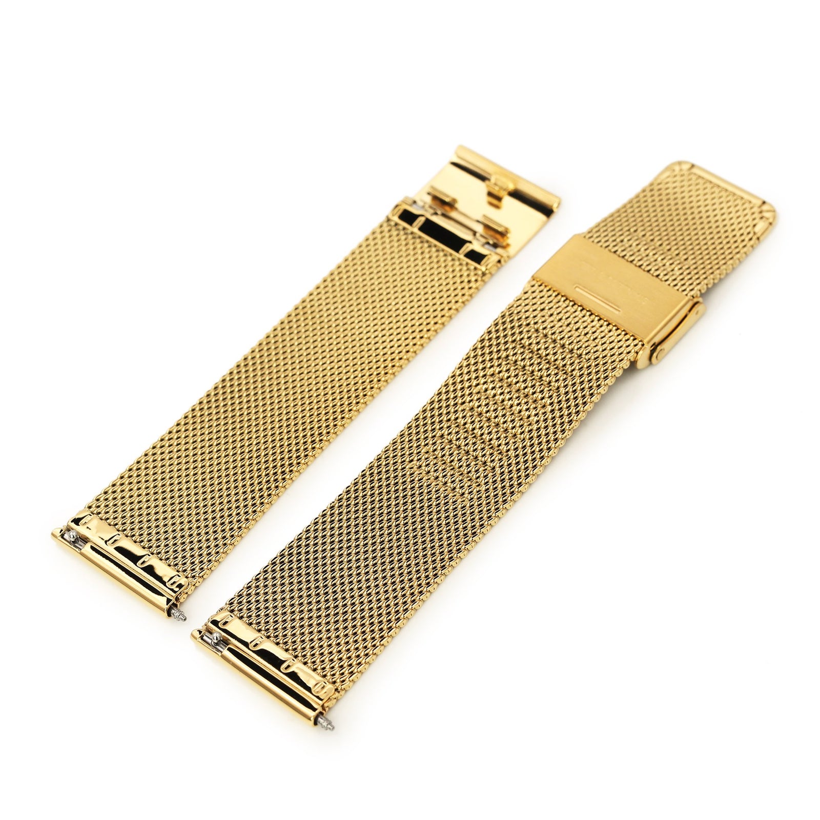 Quick Release Classic Superfine Mesh Watch Band, 18mm, 20mm or 22mm, Full IP Gold Strapcode Watch Bands