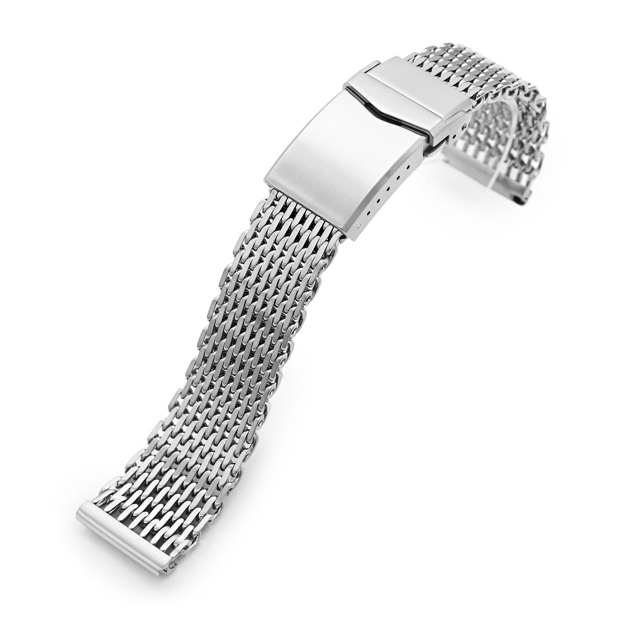 22mm Brushed Tapered Winghead "SHARK" Mesh watch band, V-Clasp Strapcode Watch Bands