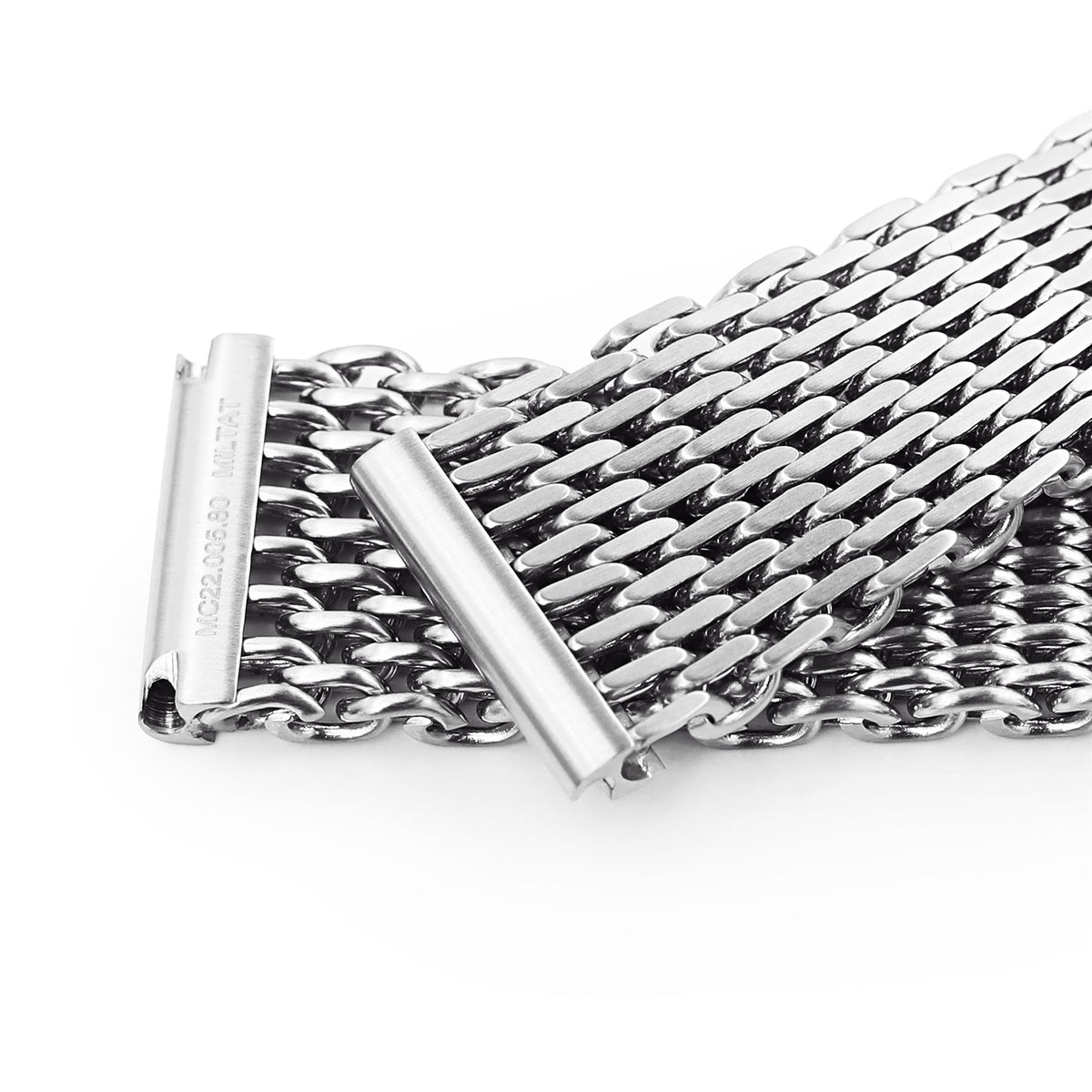 22mm Brushed Tapered Winghead &quot;SHARK&quot; Mesh watch band, V-Clasp Strapcode Watch Bands