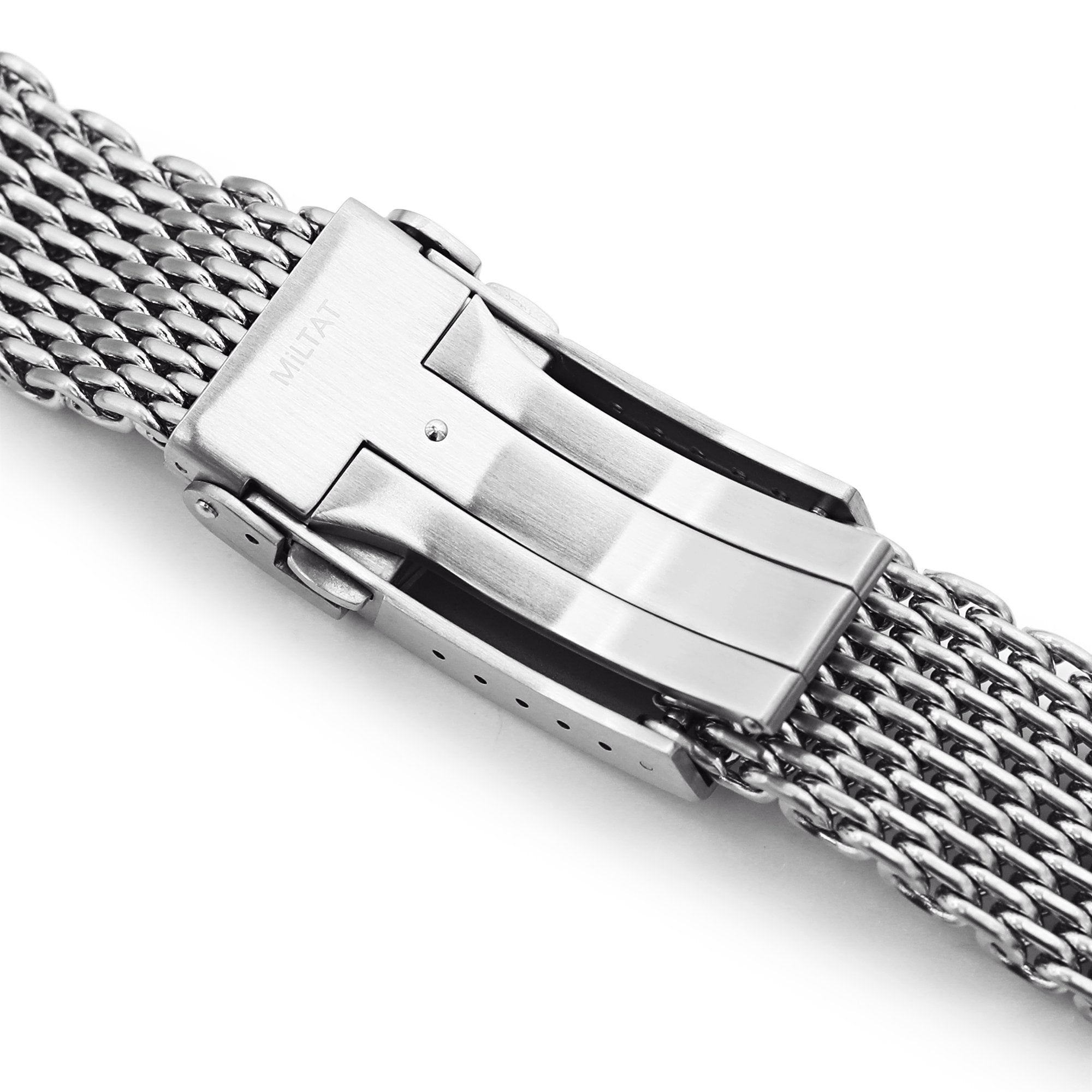22mm Brushed Tapered Winghead "SHARK" Mesh watch band, V-Clasp Strapcode Watch Bands