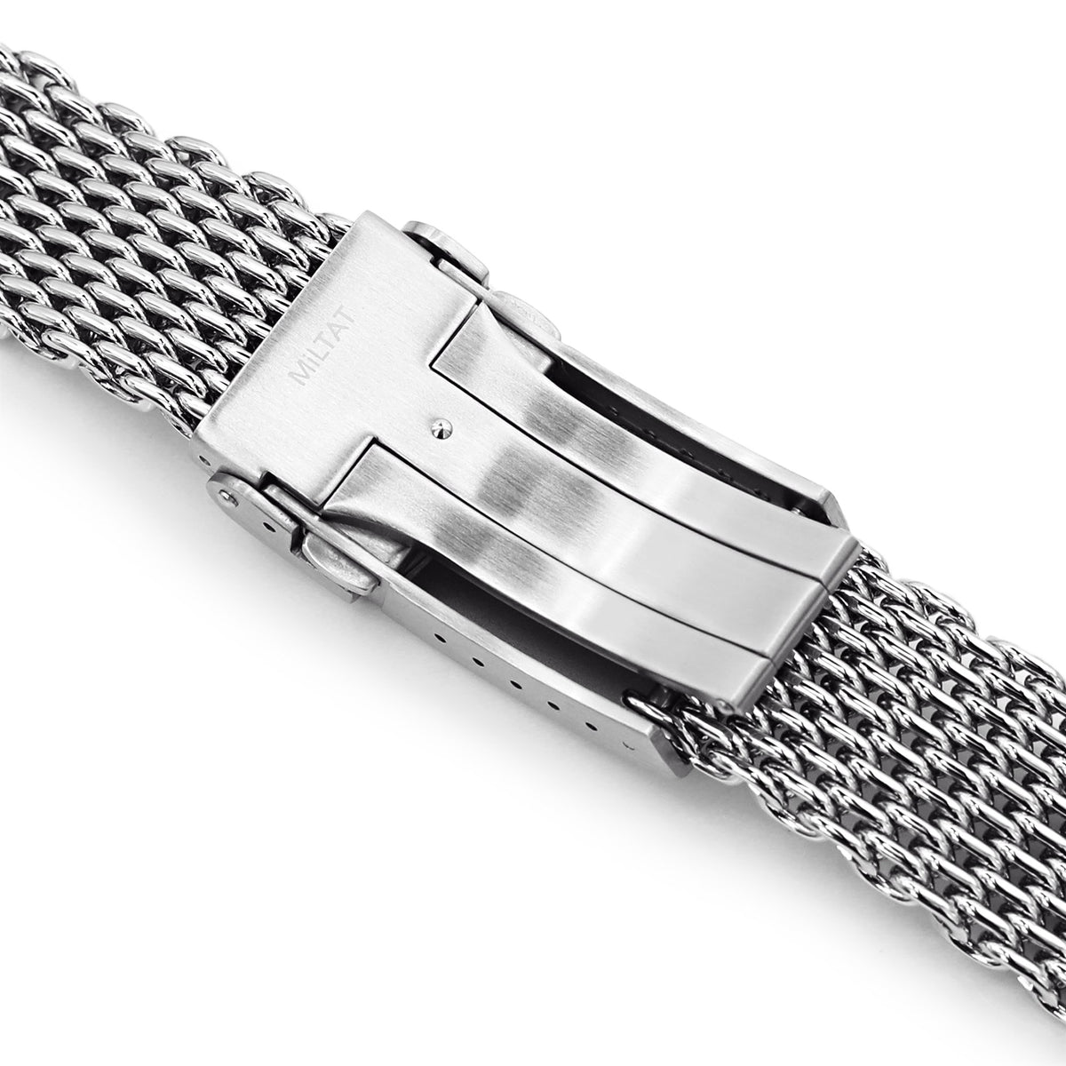 22mm Polished Tapered Winghead &quot;SHARK&quot; Mesh watch band, V-Clasp Strapcode Watch Bands