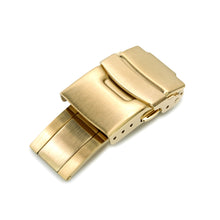 Fibbia Diver in acciaio inox 18mm con doppia chiusura di sicurezza, finitura spazzolata IP oro