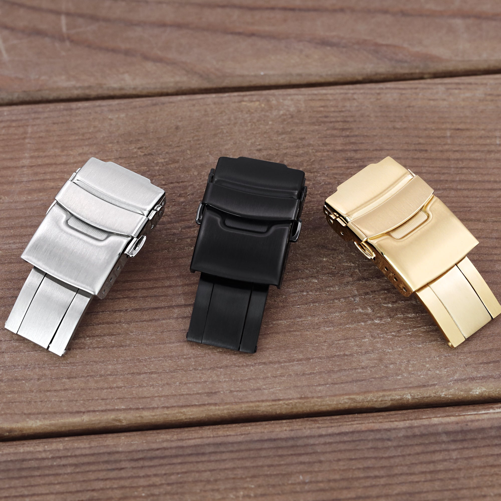 18mm 20mm 22mm or 24mm Stainless Steel Push Button Diver Clasp for Watch Band Brushed Strapcode Buckles