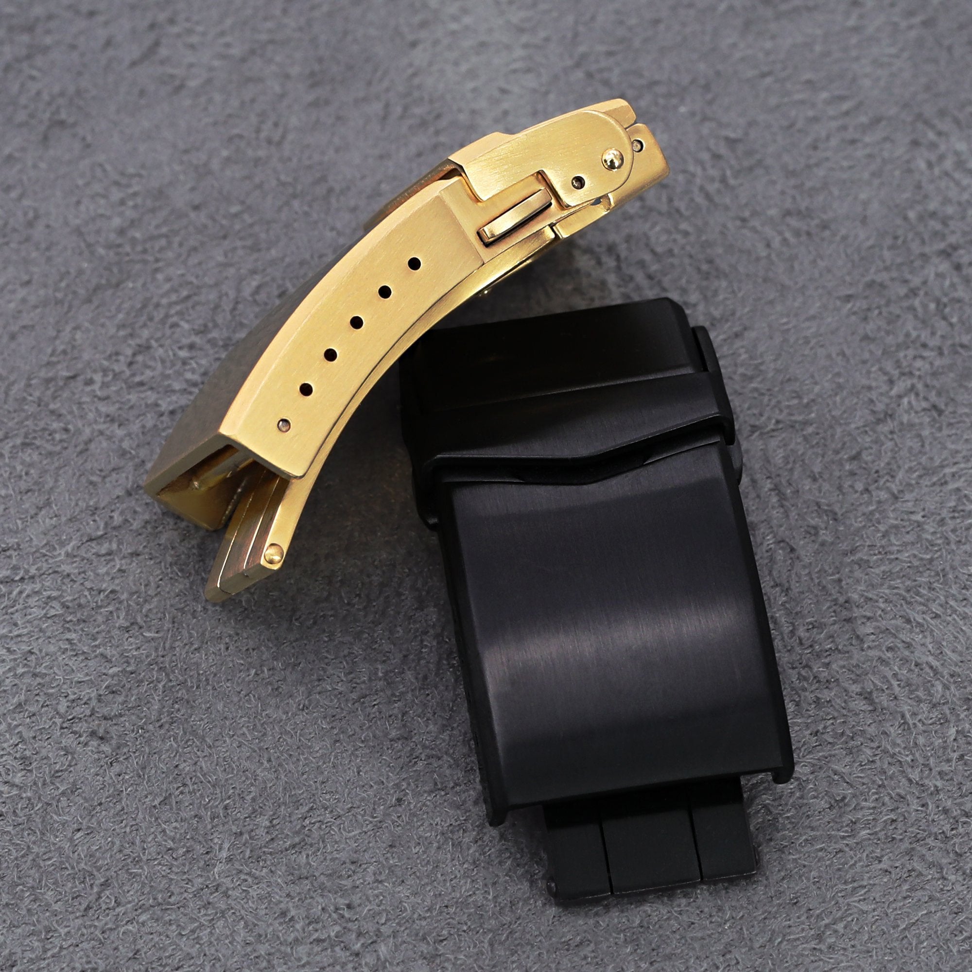 Stainless Steel V Clasp Double Lock Button Diver Buckle, Diamond-like Carbon (DLC coating) Strapcode Watch Bands
