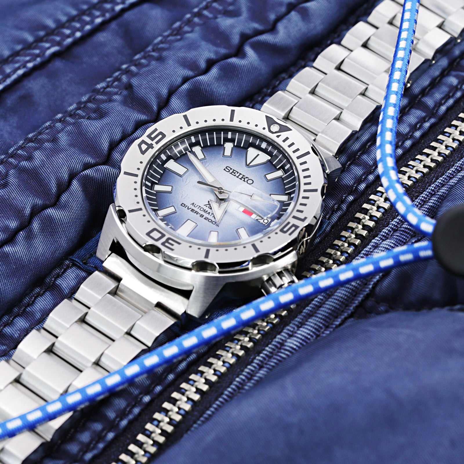 سوار ساعة هيكساد 20 مم، نهاية مستقيمة، من الفولاذ المقاوم للصدأ 316L، إبزيم غطس مصقول