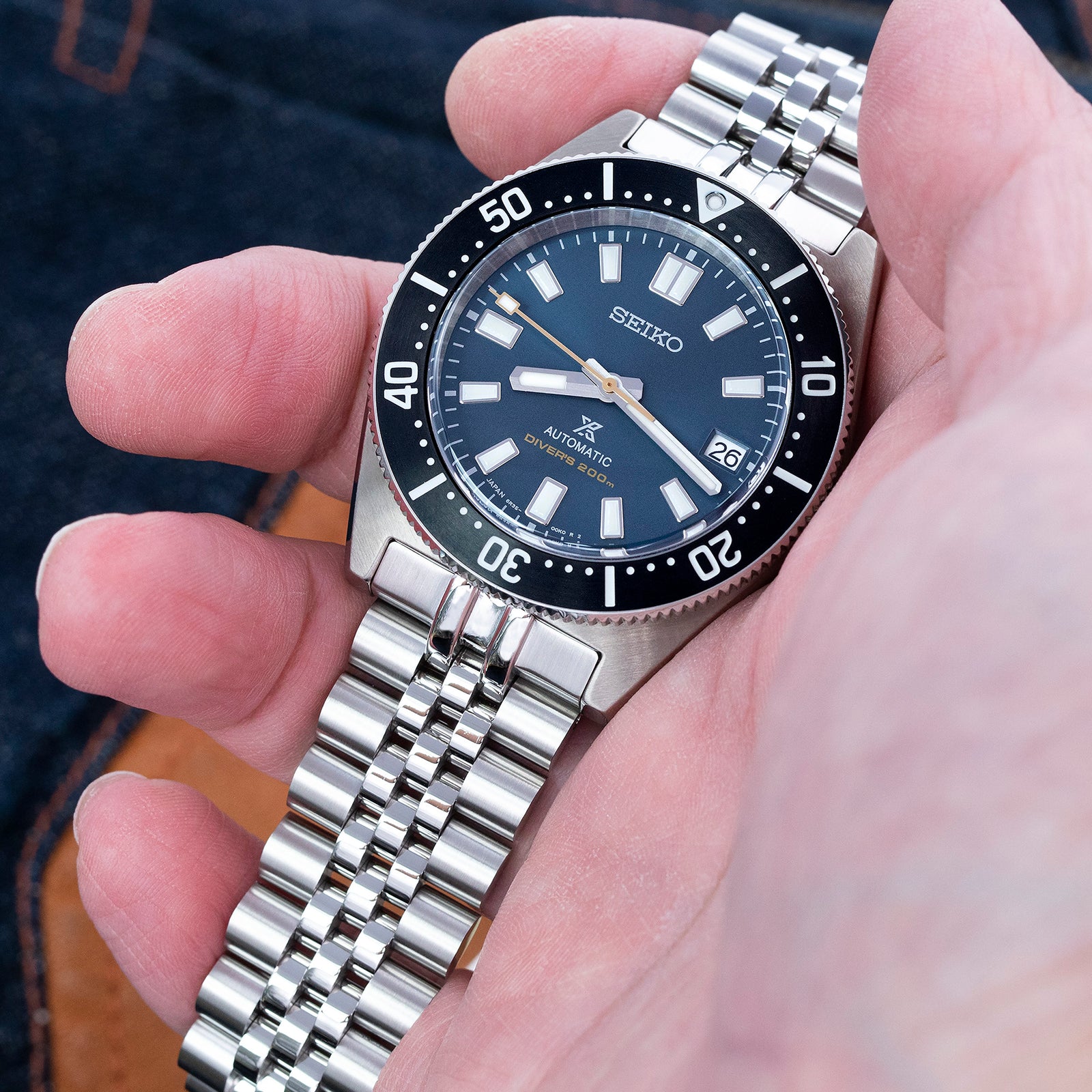 سوار ساعة سوبر-J لويس JUB مقاس 20 مم لساعات سيكو 62MAS (63MAS) 40.5 مم SPB143 SPB149 SBDC101، من الستانلس ستيل - مطفي مع وسط لامع، مشبك غطاس V