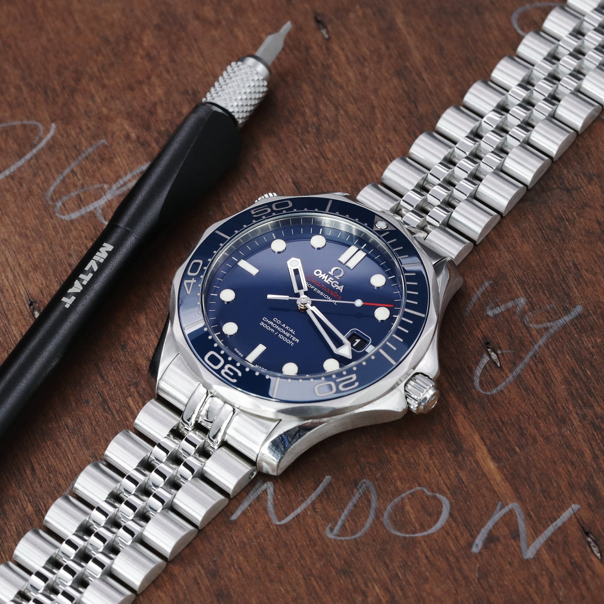 20mm Super-J Louis 316L Stainless Steel Watch Band for Omega Seamaster 41mm, Brushed V-Clasp Strapcode Watch Bands