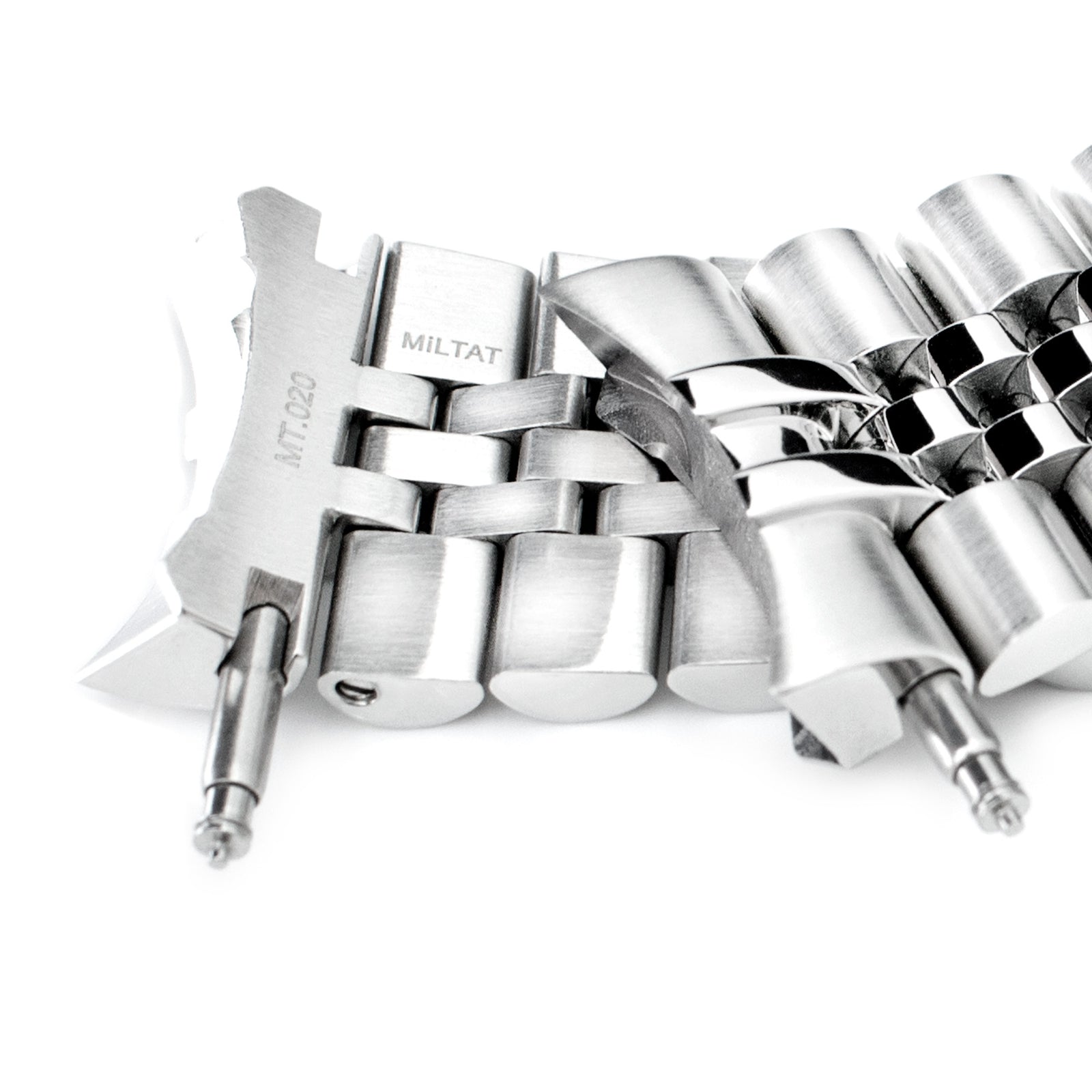 سوار ساعة 22 مم سوبر-J لويس JUB لساعات سيكو SKX007 وSKX009 وSKX011، ستانلس ستيل - تشطيب مطفي، وصلات وسطية لامعة، مشبك غطس