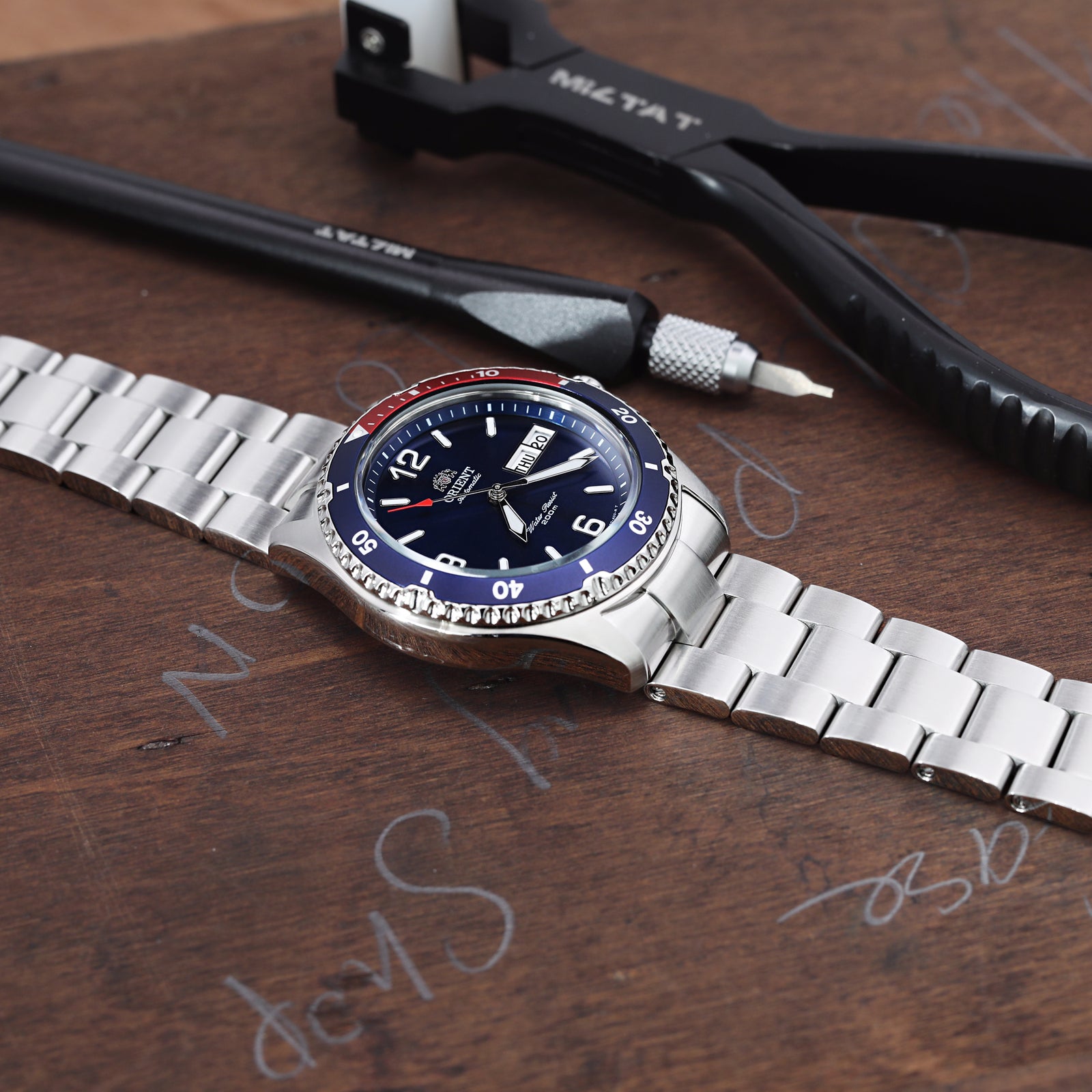 22mm Super-O Boyer 316L Stainless Steel Watch Band for Orient Mako II , Ray II, V-Clasp Button Double Lock Strapcode Watch Bands