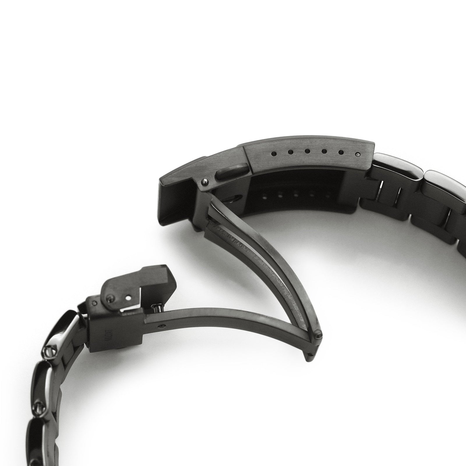 22mm Super-O Boyer Watch Band for Orient Black Kamasu, 316L Stainless Steel PVD Graphite Color V-Clasp Strapcode watch bands