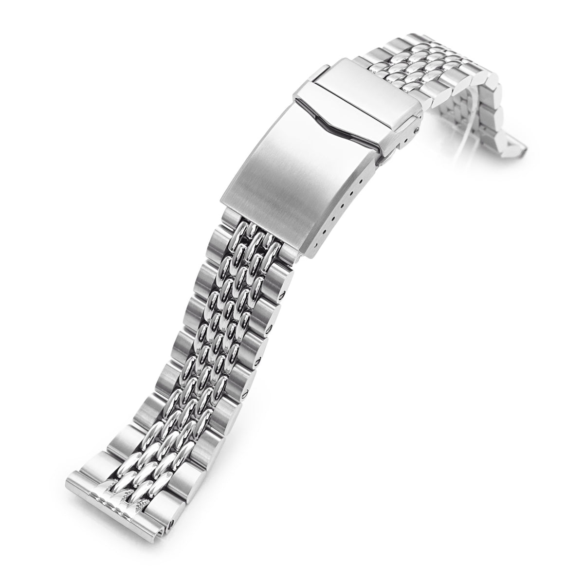 22mm Goma BOR Watch Band Straight End, 316L Stainless Steel Brushed and Polished V-ClaspStrapcode Watch Bands