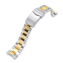 Cinturino Super-O Boyer 22mm per Seiko SKX007 SKX009 SKX011, Acciaio Inox - Maglie centrali lucidate IP oro bicolore, Chiusura V Diver 18mm