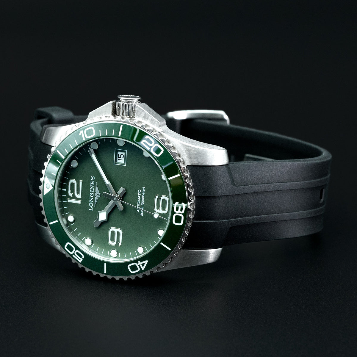 StrapXPro LXH1C Black Rubber Strap for Longines Hydroconquest Conquest 41mm