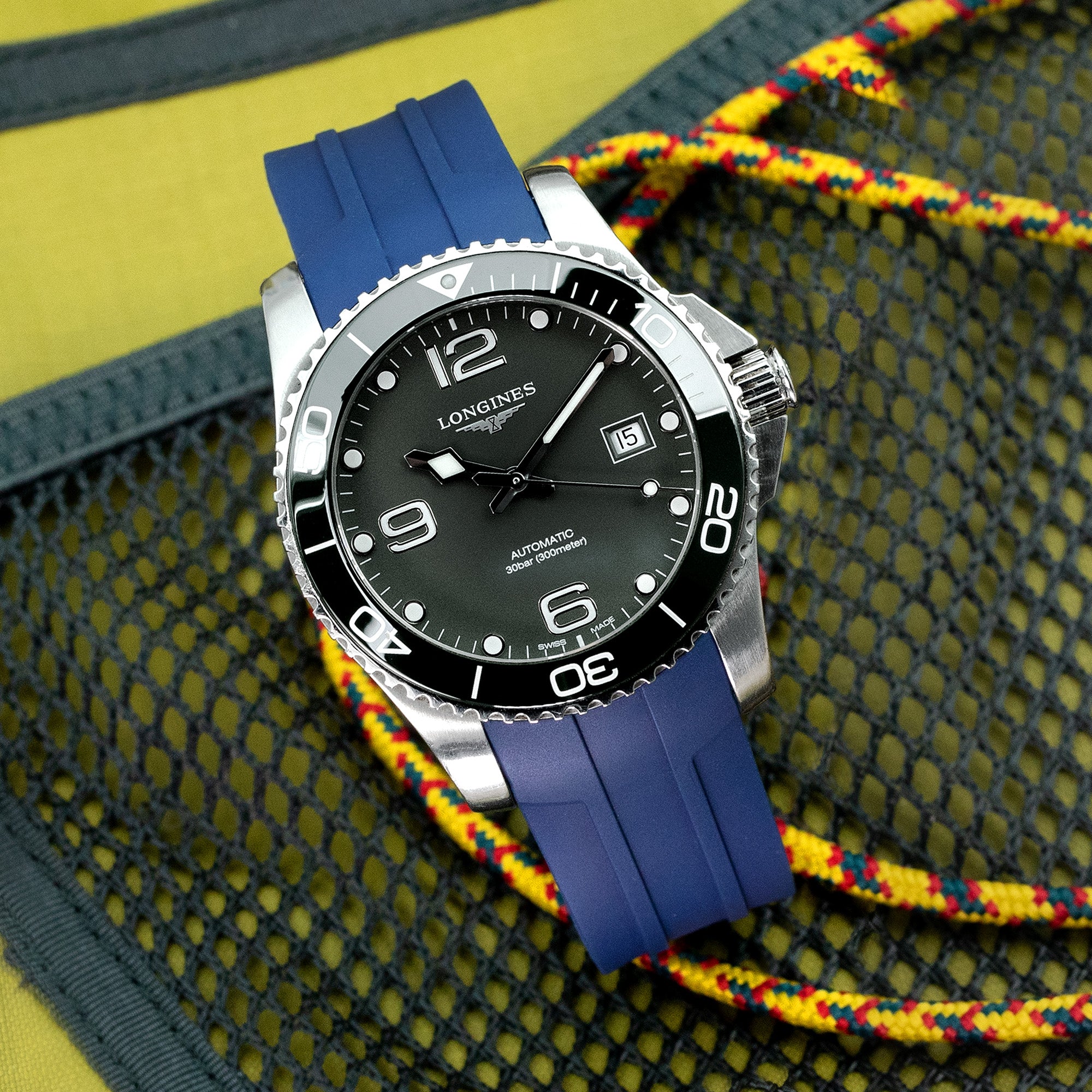 StrapXPro Premium Series - LXH1C Rubber Strap for Longines Hydroconquest Conquest Series Navy Blue