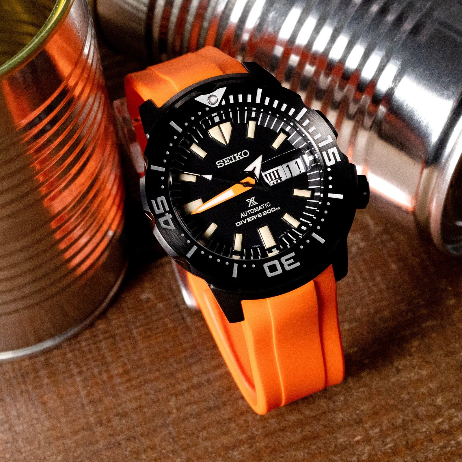 StrapXPro Lite - MX1A Rubber Strap for New Seiko Monster 4th Gen., Orange Strapcode Watch Bands