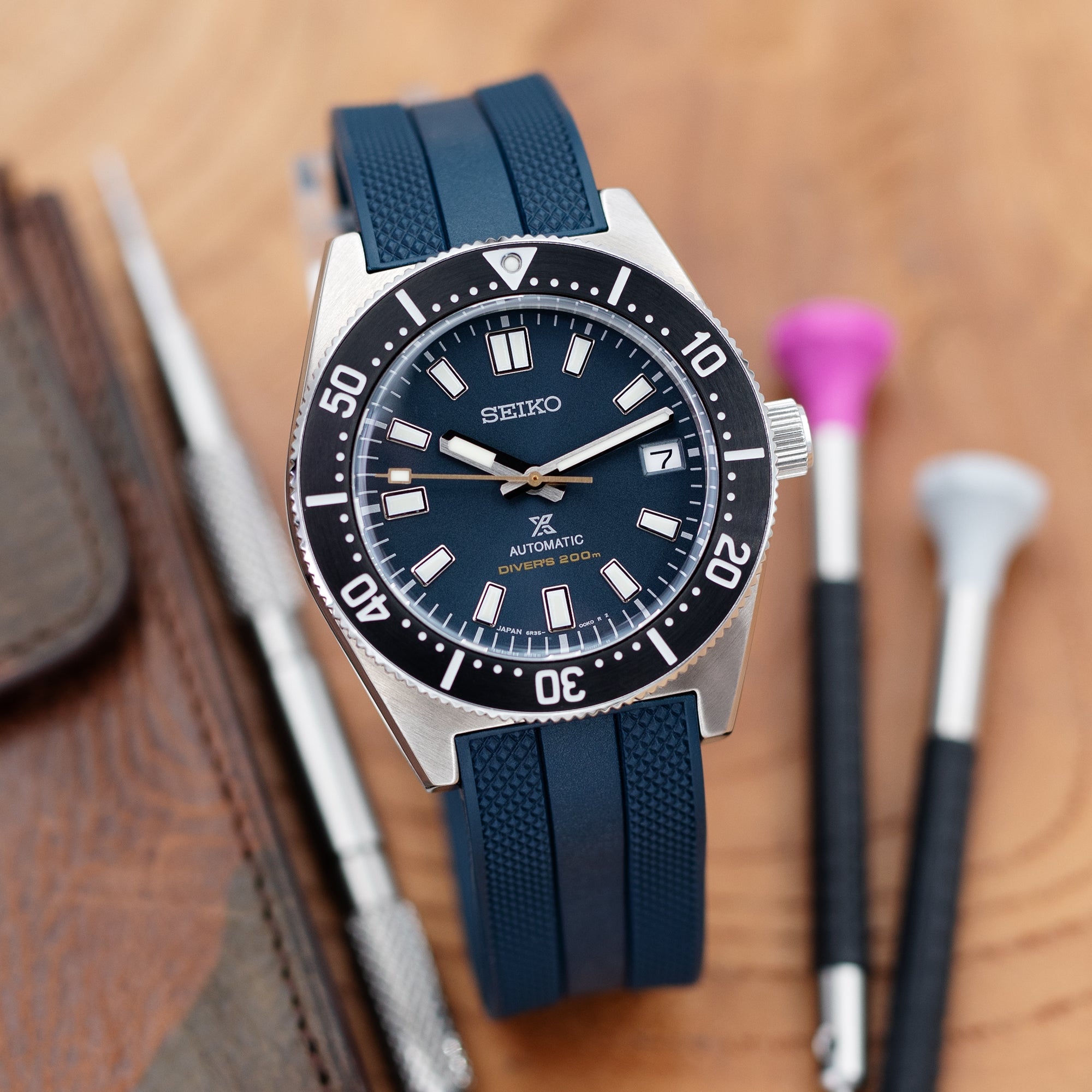 StrapXPro - SPX1C Rubber Strap For Seiko 62MAS (63Mas) SPB/SBDC Series, Navy Blue Strapcode Watch Bands