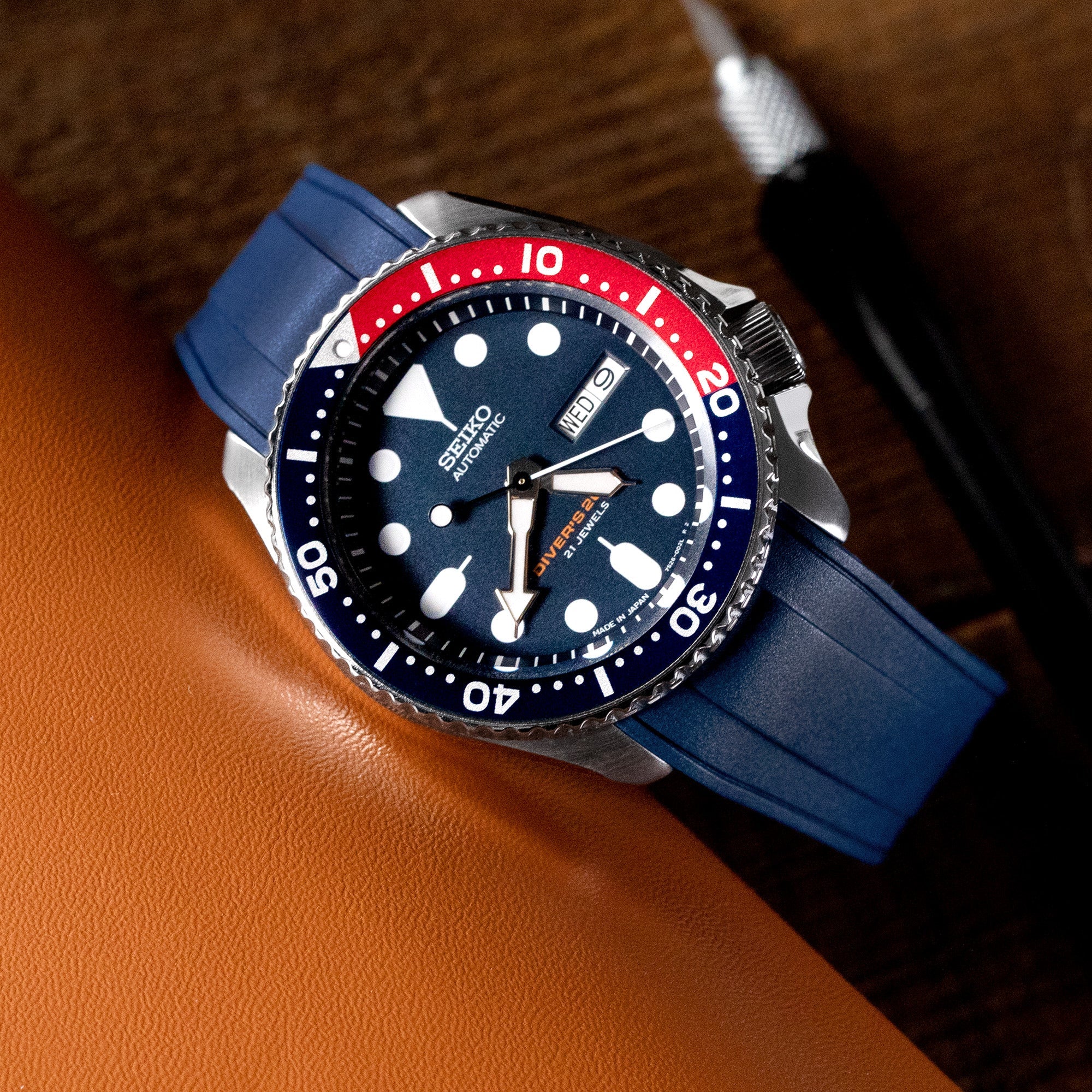 StrapXPro - SX1A Rubber Strap for Seiko SKX007, Blue Strapcode Watch Bands